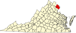 Map of Virginia highlighting Fairfax County